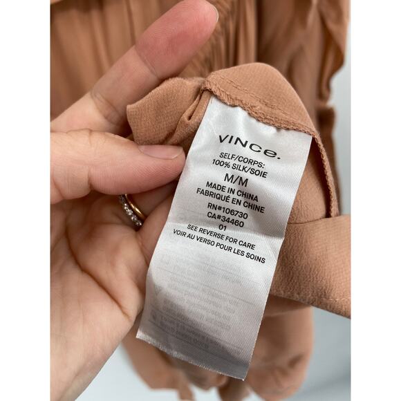VINCE Slit Back 100% Silk Shirt Dress in Blush Size M NEW - Picture 6 of 7